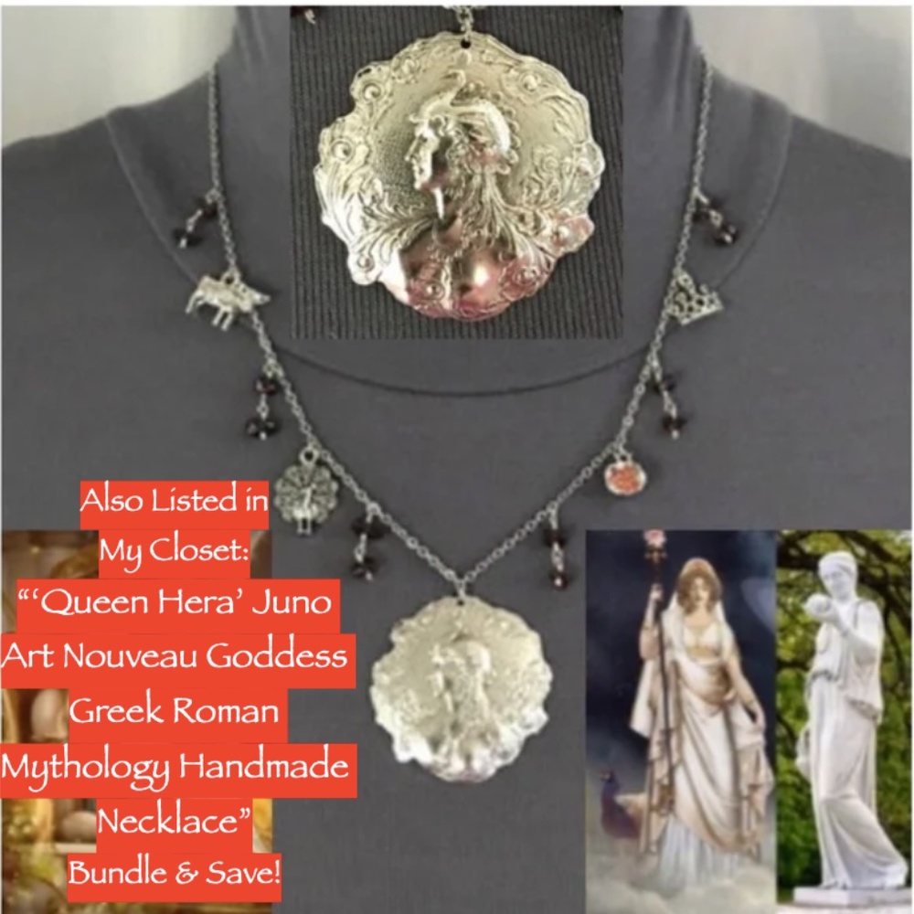 Artemis Diana Greek Roman Goddess of Moon & Hunt Handmade Necklace, Blue Druzy - Picture 16 of 16